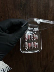 Pink Heart Cateye Press-on nails